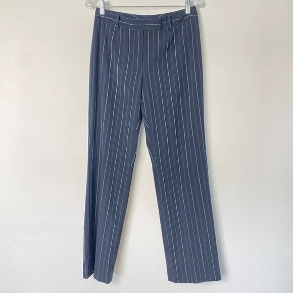 Etcetera Dress Pants Sirena Office Pinstripe Navy Straight Leg Mid-Rise Size 4 - Picture 2 of 8